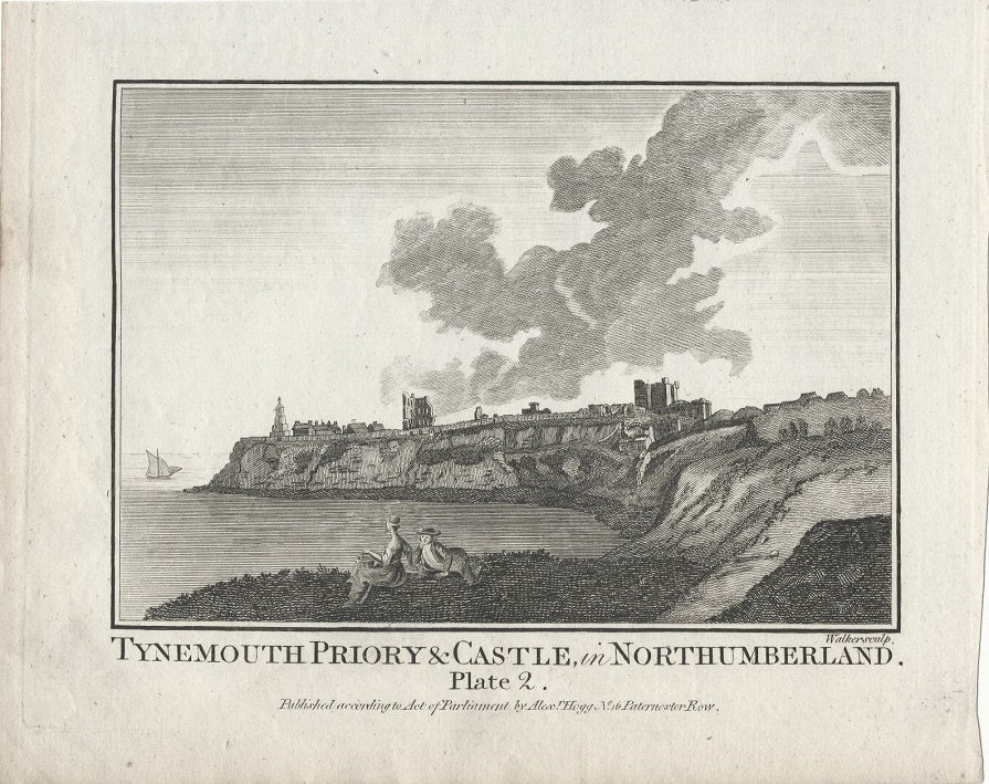 Tynemouth Priory & Castle Northumberland antique print 1786