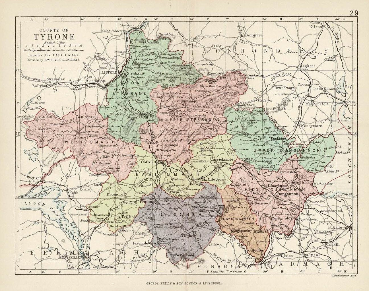 Tyrone Ireland antique map published 1882