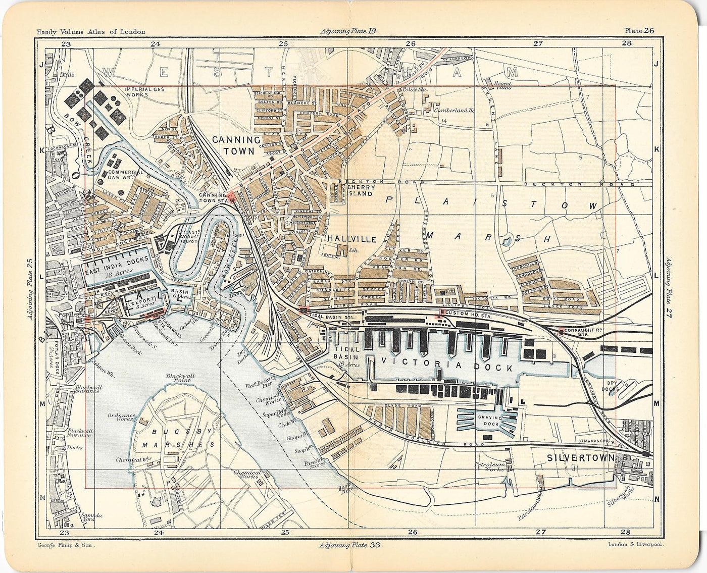 Victoria Dock antique map 1891