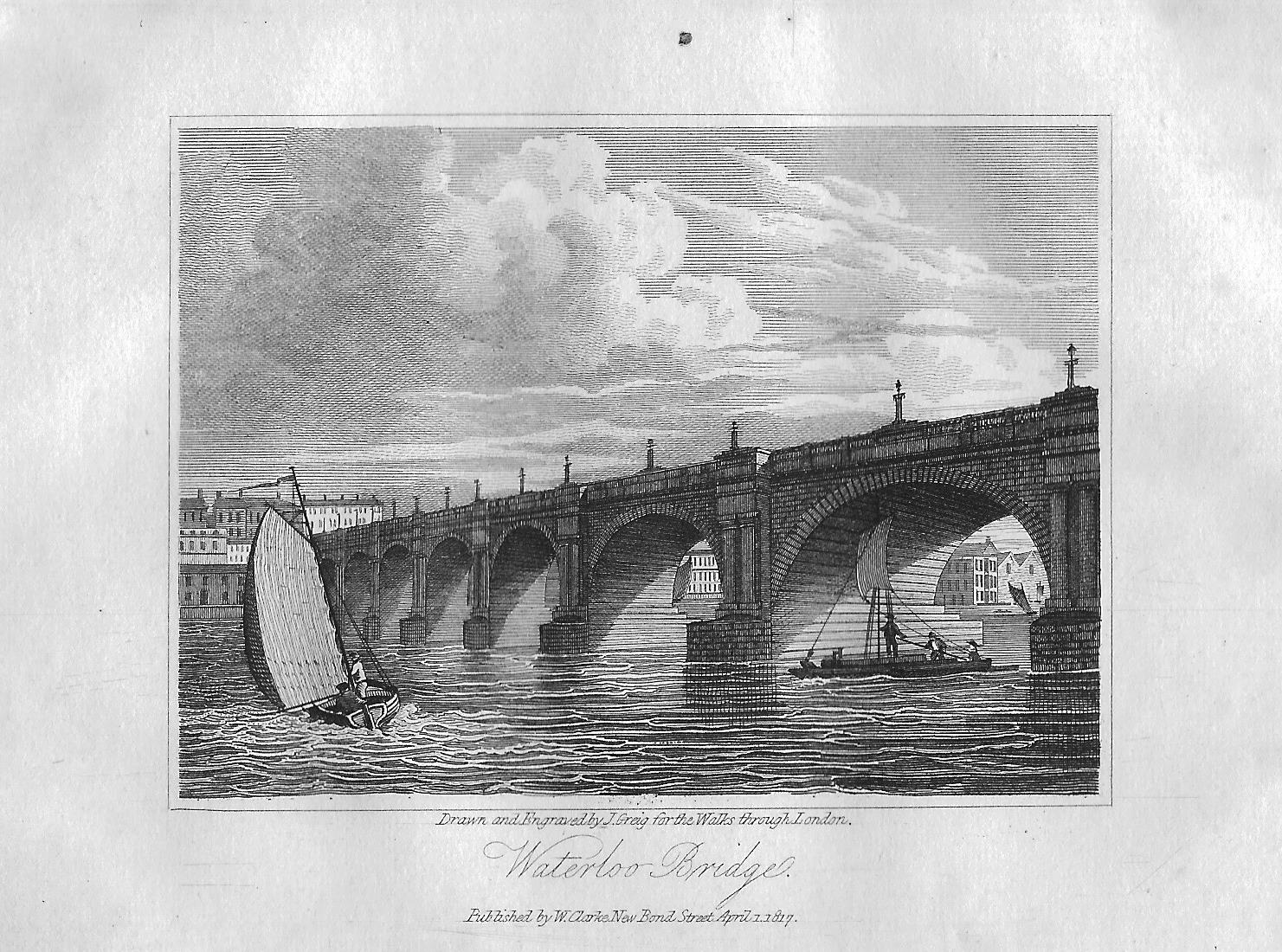 Waterloo Bridge Antique Print 1817 – Frontispiece Maps