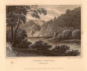 Corby Castle Cumbria antique print 1847