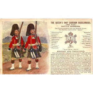 Cameron Highlanders British Army antique postcard 1913