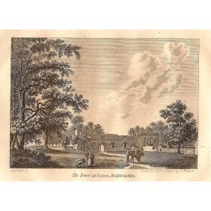 The Tower Luton antique print 1787