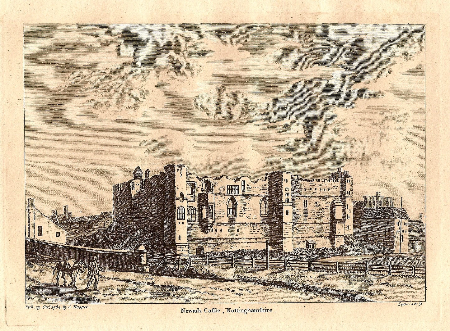 Newark Castle Nottinghamshire antique print 1784 – Maps and Antique Prints