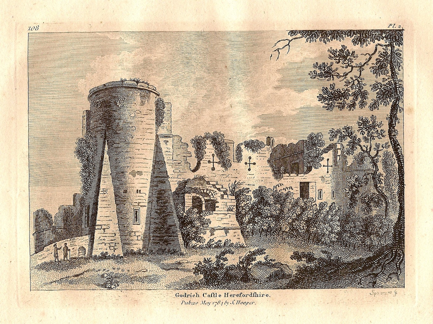 Goodrich Castle Herefordshire antique print 1781