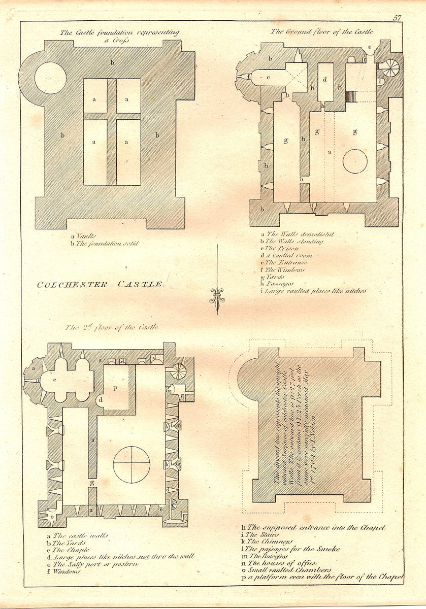 Colchester Castle Essex antique print 1783