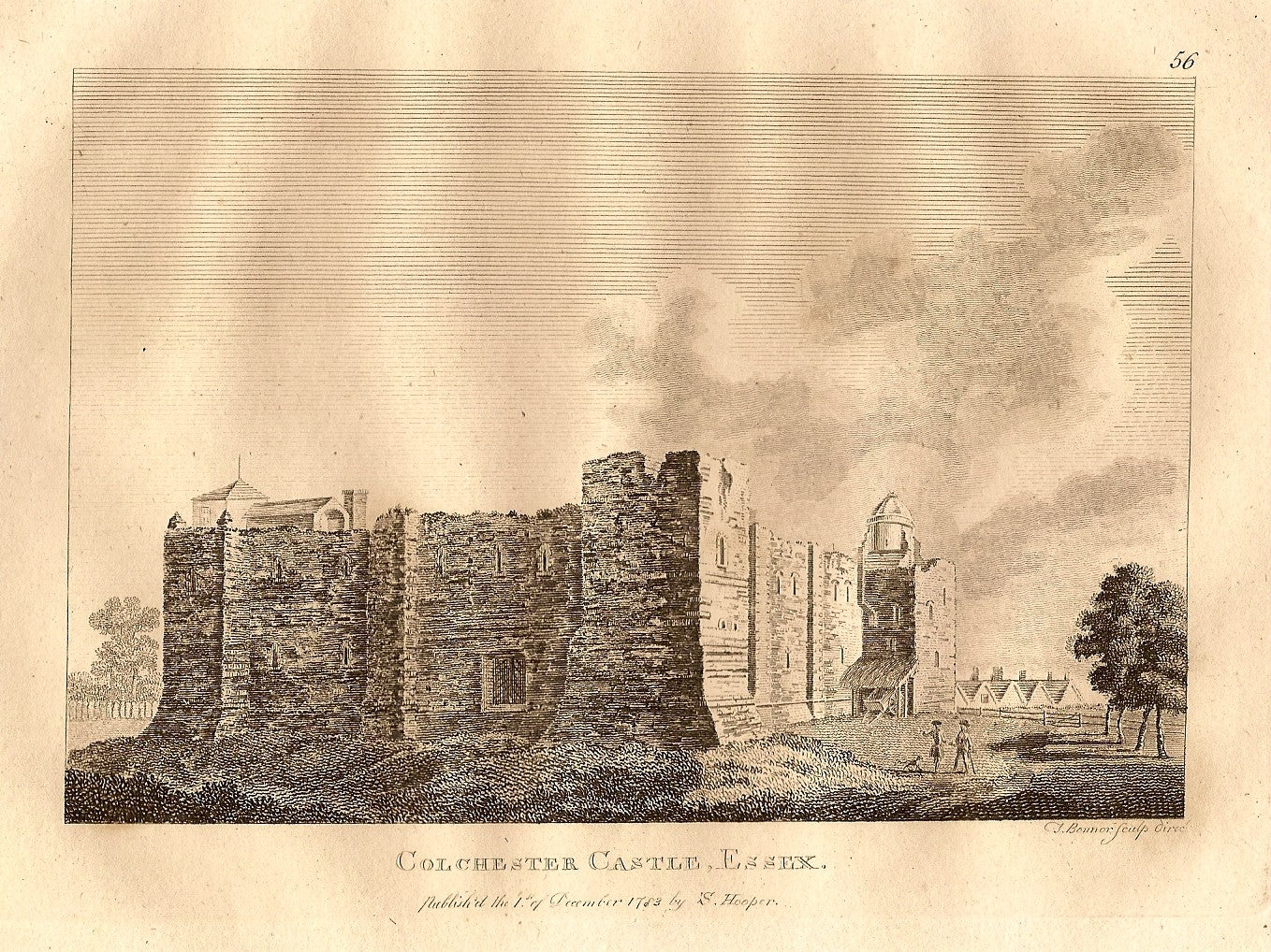 Colchester Castle Essex antique print 1783