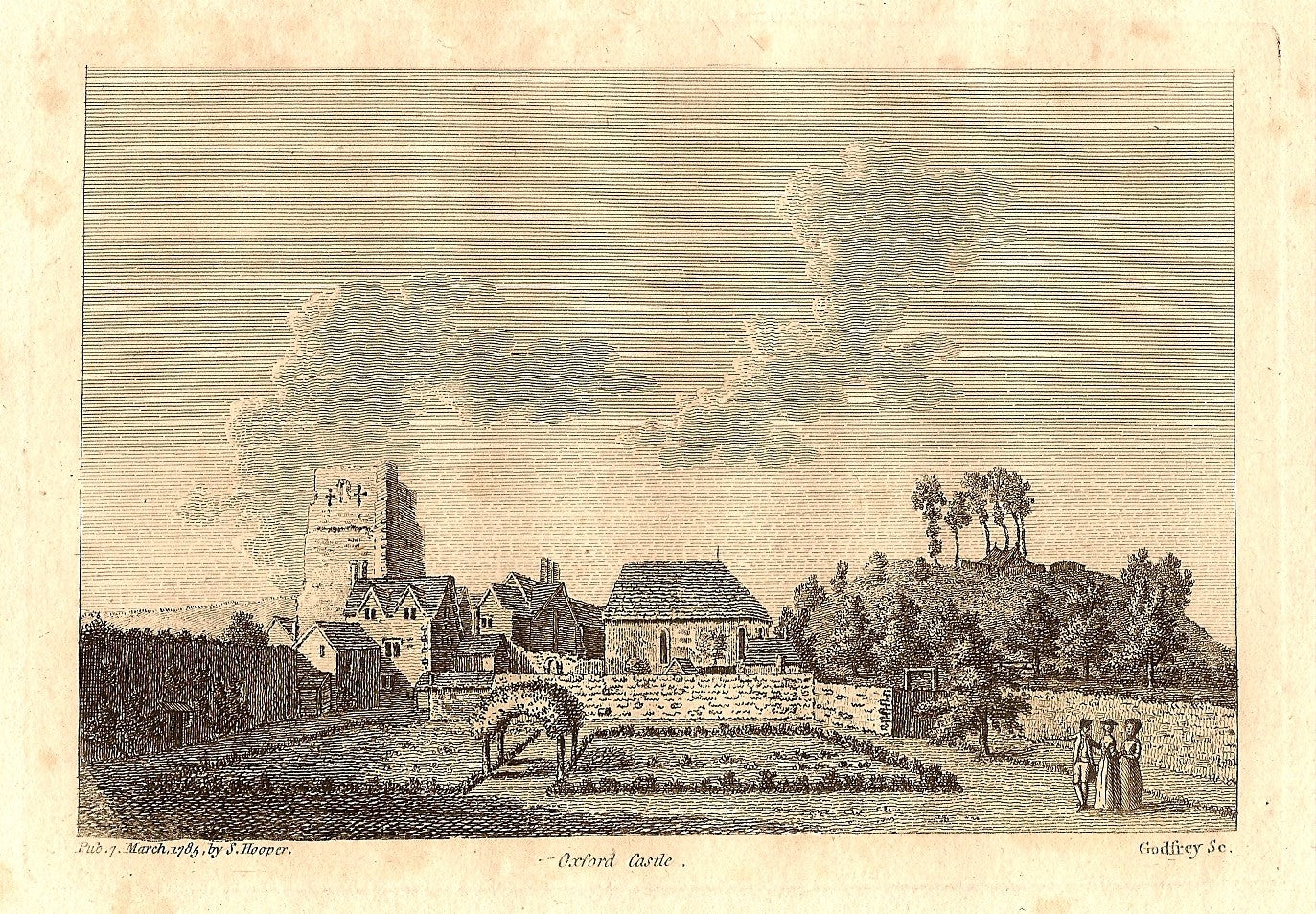 Oxford Castle Oxfordshire antique print 1785