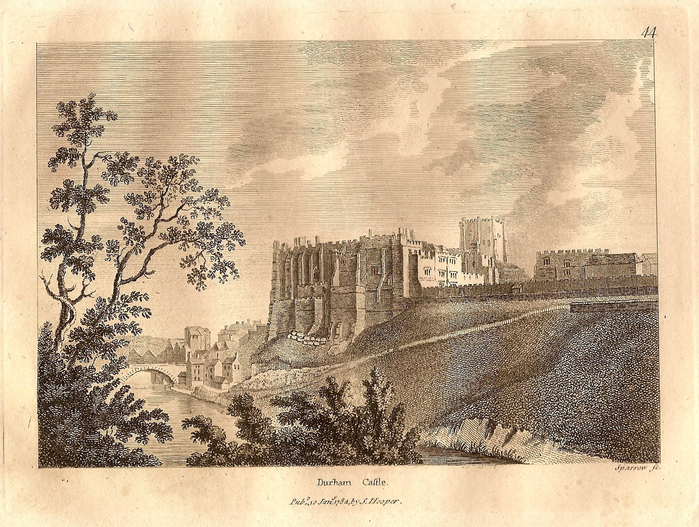 Durham Castle antique print – Frontispiece_Maps