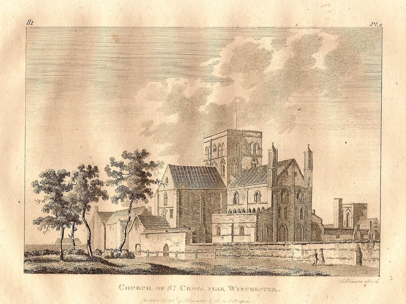 Winchester Church of St Cross Hampshire antique print