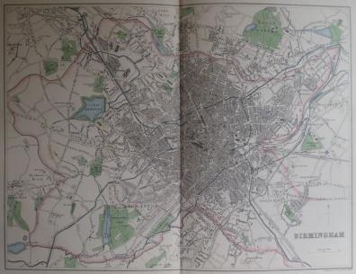 Birmingham antique map published c.1866