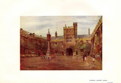 Corpus Christi College Quad Oxford antique print 1905