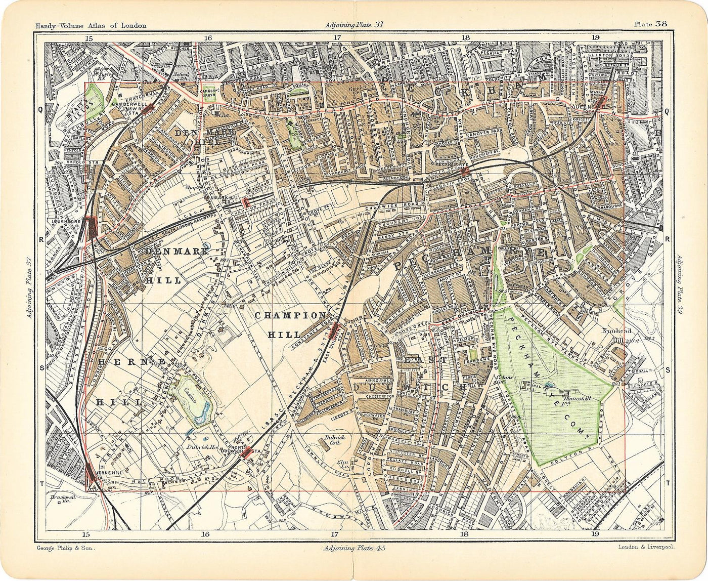 Peckham Rye antique map 1902