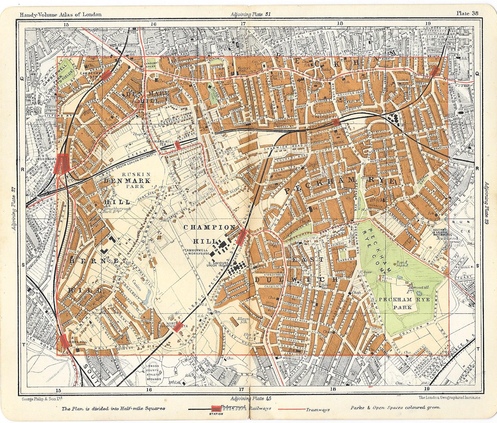 Peckham Rye antique map 1910 – Maps and Antique Prints