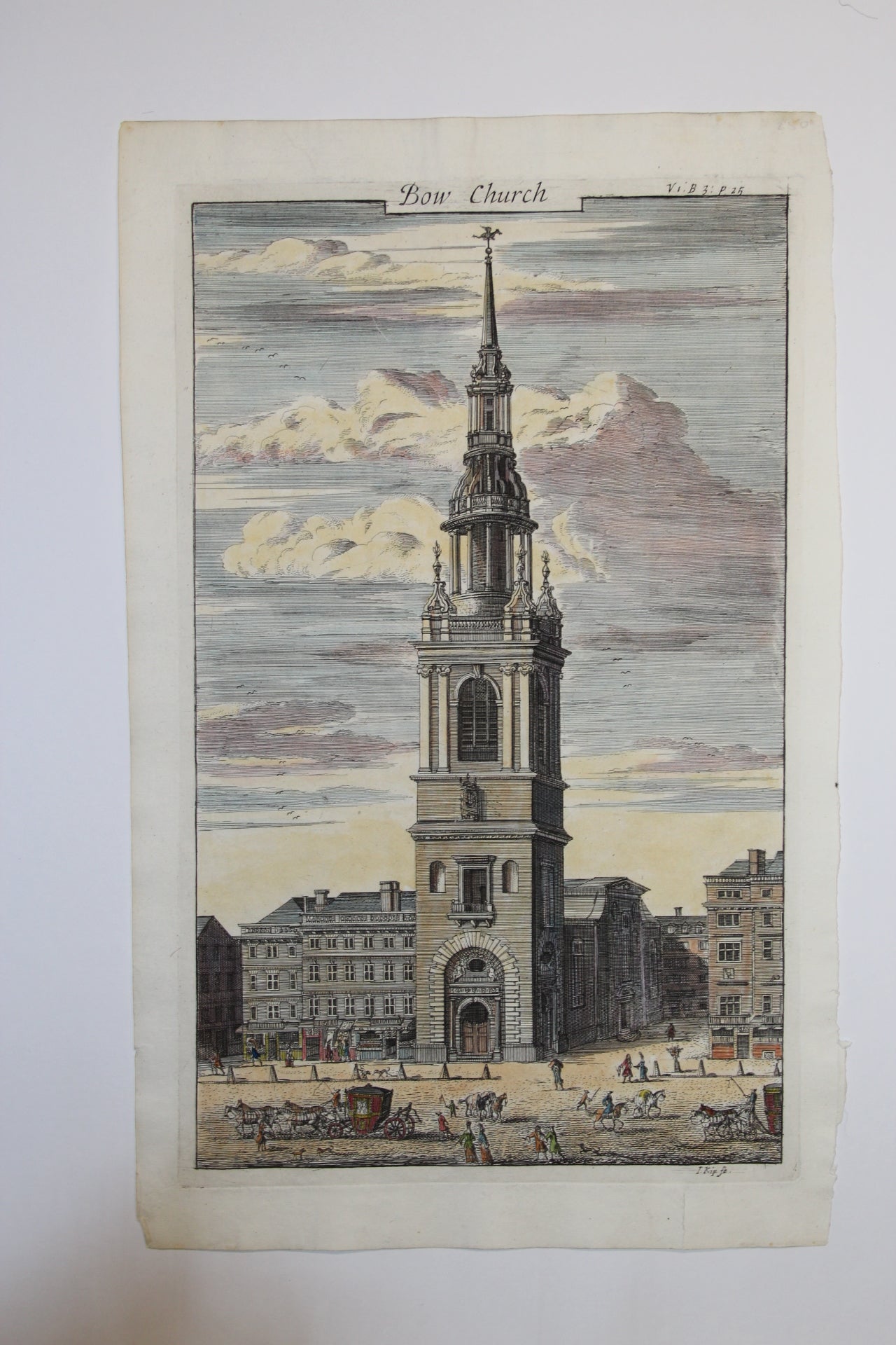 Bow Church Cheapside antique print 1720